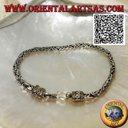 Bracelet en maille argentée "Borobudur" (lien byzantin) 18,5 cm x 4 * 3 mm