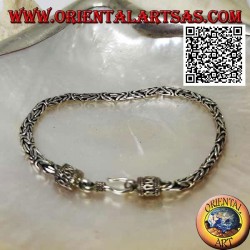 18.5cm x 4 * 3mm Crushed "Borobudur" (Byzantine Link) Mesh Silver Bracelet