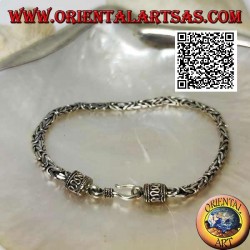 Pulsera de plata de malla de 18,5 x 4 x 3 mm triturada "Borobudur" (enlace bizantino)