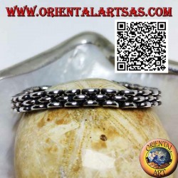 Bracciale in argento morbido a tre file di anelli da 19,5 cm x 7*5 mm 