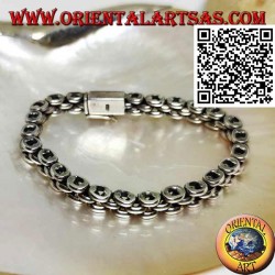 Bracelet en argent doux avec anneau à trois rangées de 19,5 cm x 7 * 5 mm