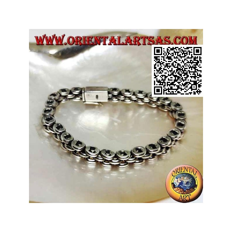 19,5 cm x 7 * 5 mm dreireihiges Ringarmband aus weichem Silber