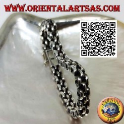 19.5cm x 7 * 5mm Three Row Ring Soft Silver Bracelet