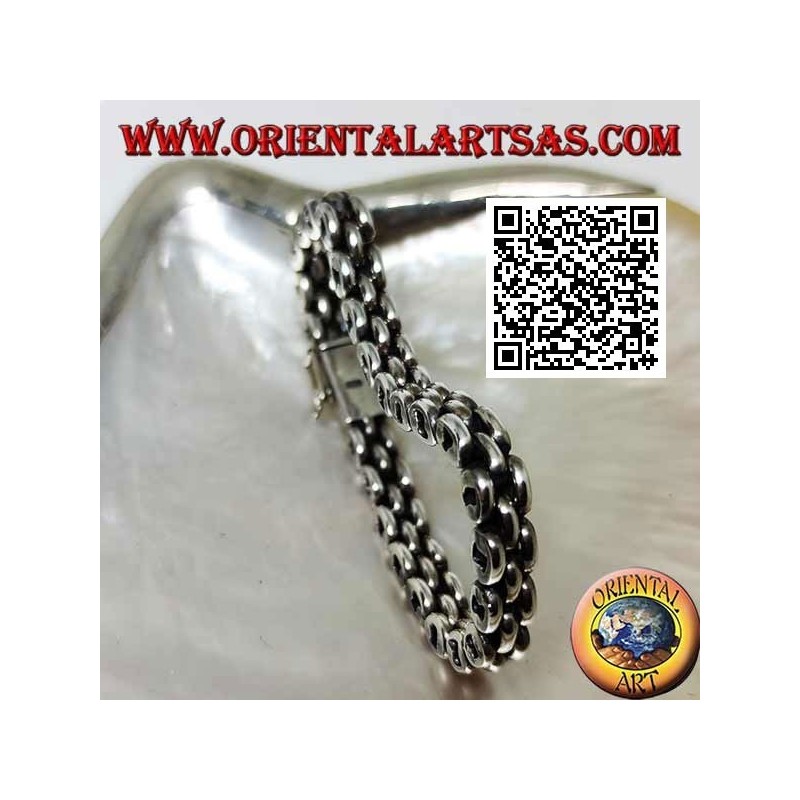 Pulsera de plata suave con anillo de tres filas de 19,5 cm x 7 * 5 mm