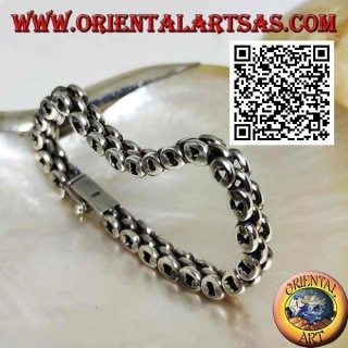 19.5cm x 7 * 5mm Three Row Ring Soft Silver Bracelet