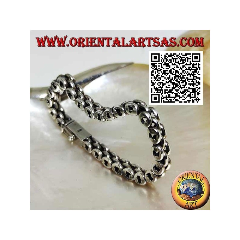 Pulsera de plata suave con anillo de tres filas de 19,5 cm x 7 * 5 mm