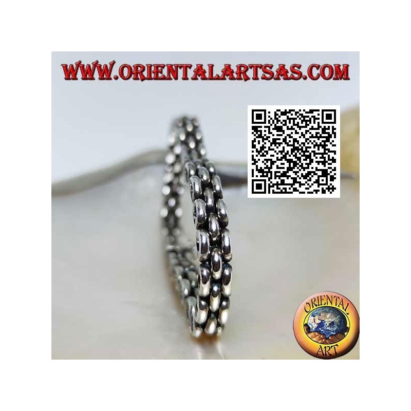 19,5 cm x 7 * 5 mm dreireihiges Ringarmband aus weichem Silber