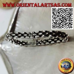 19,5 cm x 7 * 5 mm dreireihiges Ringarmband aus weichem Silber