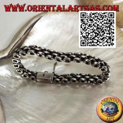 19.5cm x 7 * 5mm Three Row Ring Soft Silver Bracelet