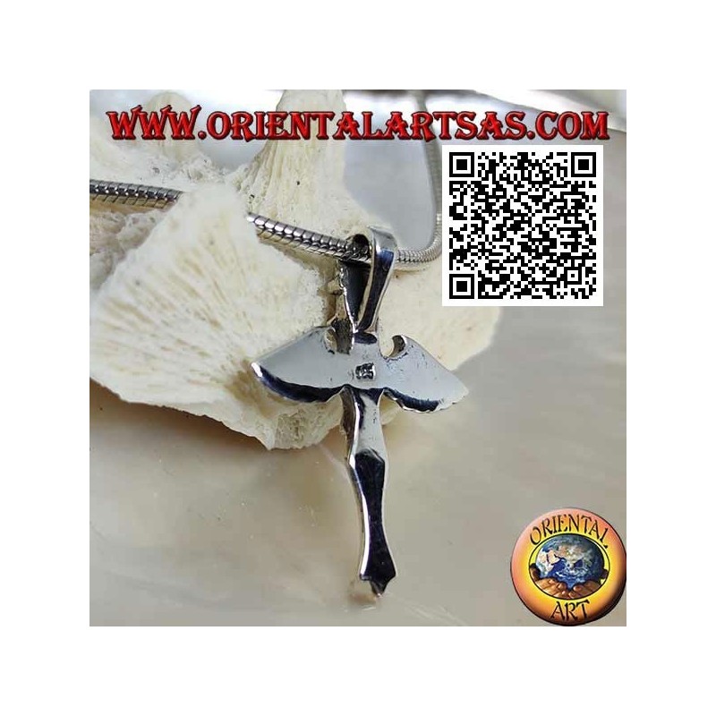 Colgante cruz de plata con espada y alas de ángel de San Miguel