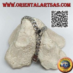 Round chain silver bracelet, flat and smooth 21.5cm x 7 * 2mm curb