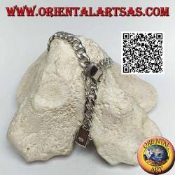 Rundketten-Silberarmband, flach und glatt, 21,5 cm x 7 * 2 mm Bordstein