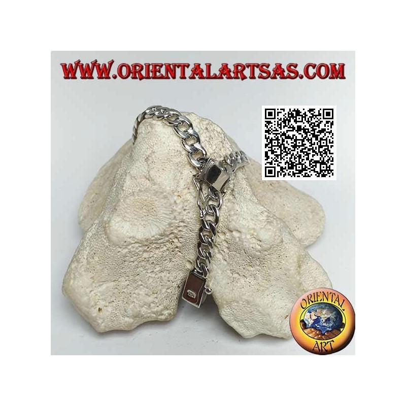 Rundketten-Silberarmband, flach und glatt, 21,5 cm x 7 * 2 mm Bordstein