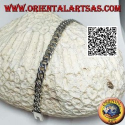 Pulsera de plata de cadena redonda, plana y lisa de 21,5 cm x 7 * 2 mm de acera