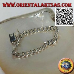 Rundketten-Silberarmband, flach und glatt, 21,5 cm x 7 * 2 mm Bordstein