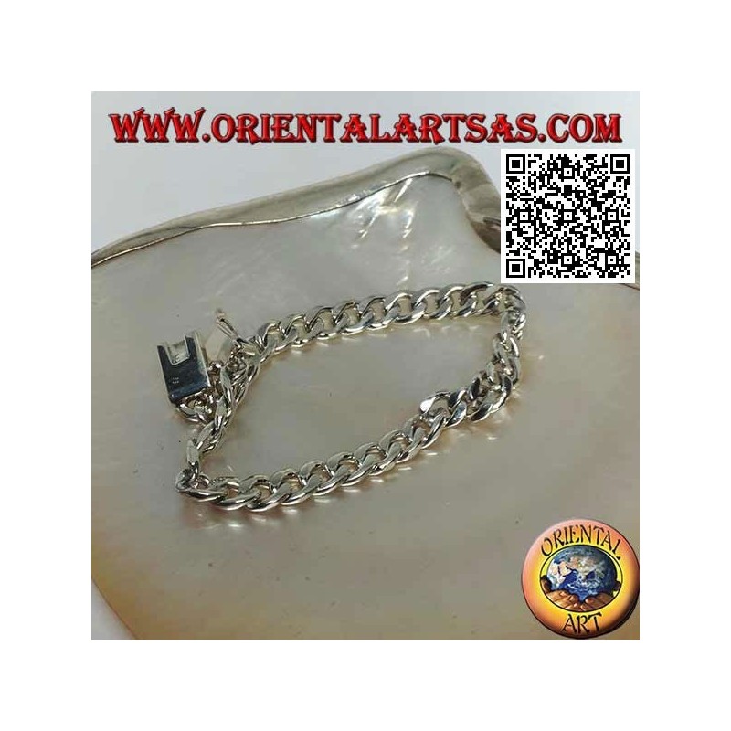 Bracciale Argento Catena Grumetta Piatta Liscio 21,5 cm | Oriental Art