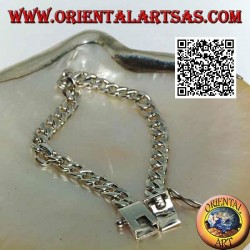 Rundketten-Silberarmband, flach und glatt, 21,5 cm x 7 * 2 mm Bordstein