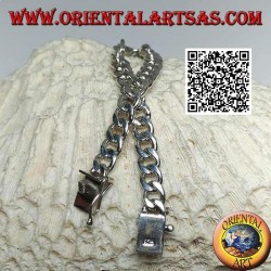 Round chain silver bracelet, flat and smooth 21.5cm x 7 * 2mm curb