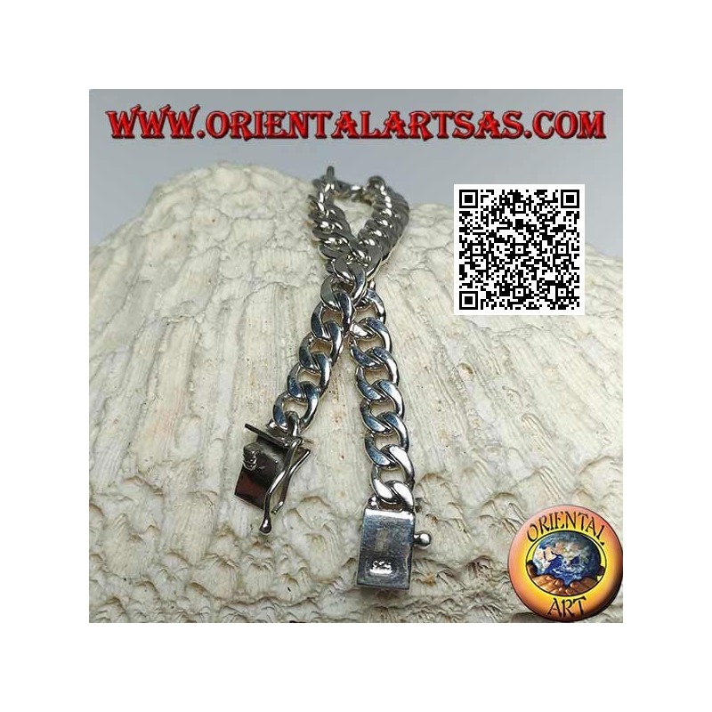 Rundketten-Silberarmband, flach und glatt, 21,5 cm x 7 * 2 mm Bordstein