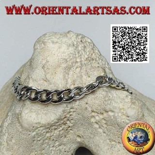 Round chain silver bracelet, flat and smooth 23cm x 7 * 2mm curb