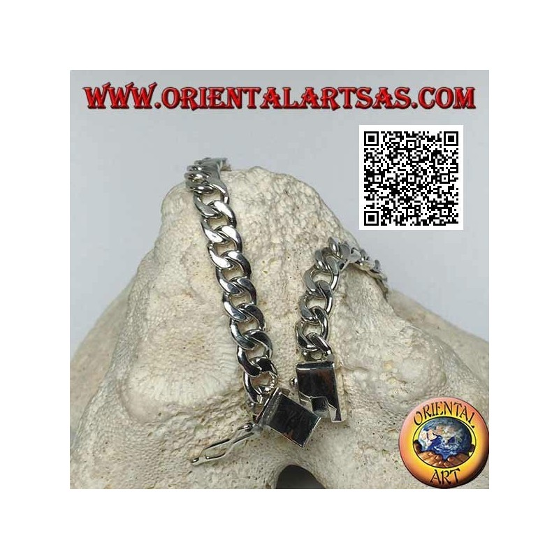 Rundketten-Silberarmband, flach und glatt, 23 cm x 7 * 2 mm Bordstein