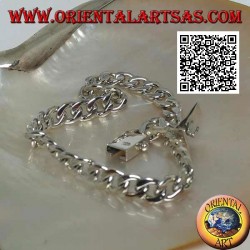 Bracelet chaîne en argent rond, plat et lisse 23cm x 7 * 2mm gourmette