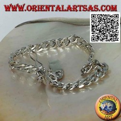 Round chain silver bracelet, flat and smooth 23cm x 7 * 2mm curb