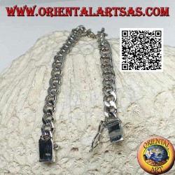 Rundketten-Silberarmband, flach und glatt, 23 cm x 7 * 2 mm Bordstein