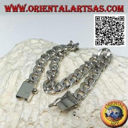 Round chain silver bracelet, flat and smooth 23cm x 7 * 2mm curb