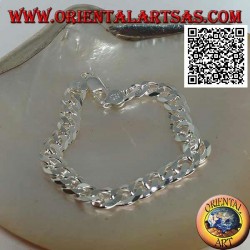 Square chain silver bracelet, 22.5cm x 8 * 2mm flat and diamond cut gourm