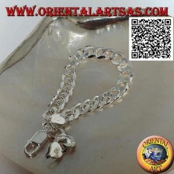 Silberarmband mit quadratischer Kette, 22,5 cm x 8 * 2 mm flach und Diamantschliff