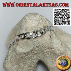 Silberarmband mit quadratischer Kette, 22,5 cm x 8 * 2 mm flach und Diamantschliff