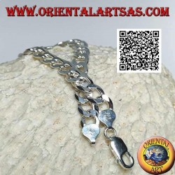 Pulsera de plata de cadena cuadrada, 22,5 cm x 8 * 2 mm plana y gourm de corte diamante