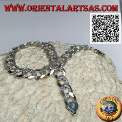 Silberarmband mit quadratischer Kette, 22,5 cm x 8 * 2 mm flach und Diamantschliff