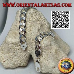 Square chain silver bracelet, 22.5cm x 8 * 2mm flat and diamond cut gourm