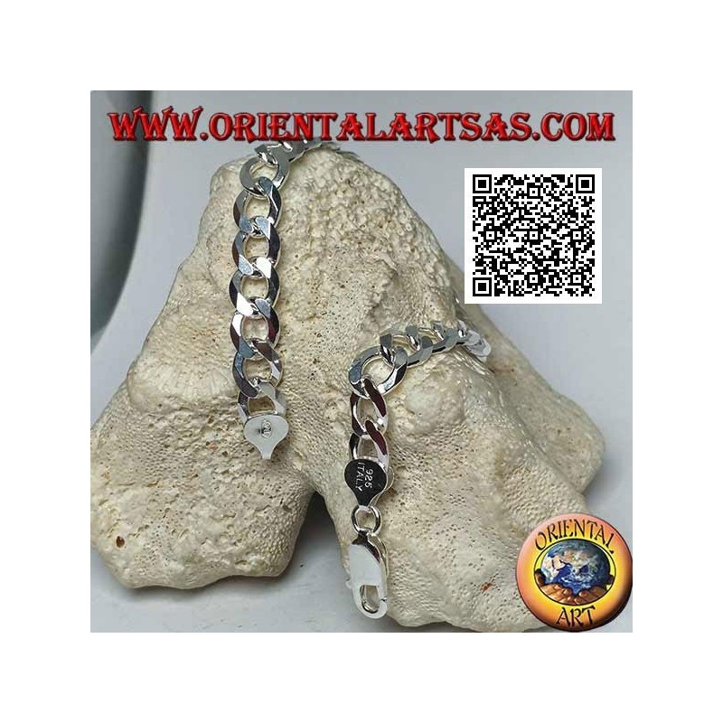 Silberarmband mit quadratischer Kette, 22,5 cm x 8 * 2 mm flach und Diamantschliff