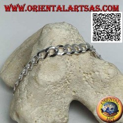 Square chain silver bracelet, 22.5cm x 8 * 2mm flat and diamond cut gourm