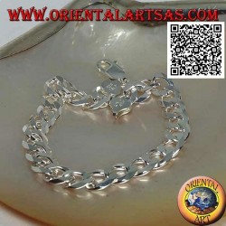 Silberarmband mit quadratischer Kette, 22,5 cm x 8 * 2 mm flach und Diamantschliff