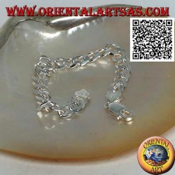 Square chain silver bracelet, 22.5cm x 8 * 2mm flat and diamond cut gourm