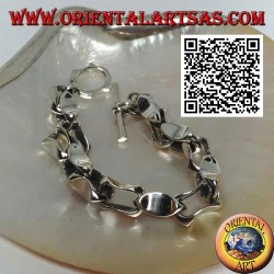Silberverschlussarmband mit konkaven Ringen 22 cm x 10 mm