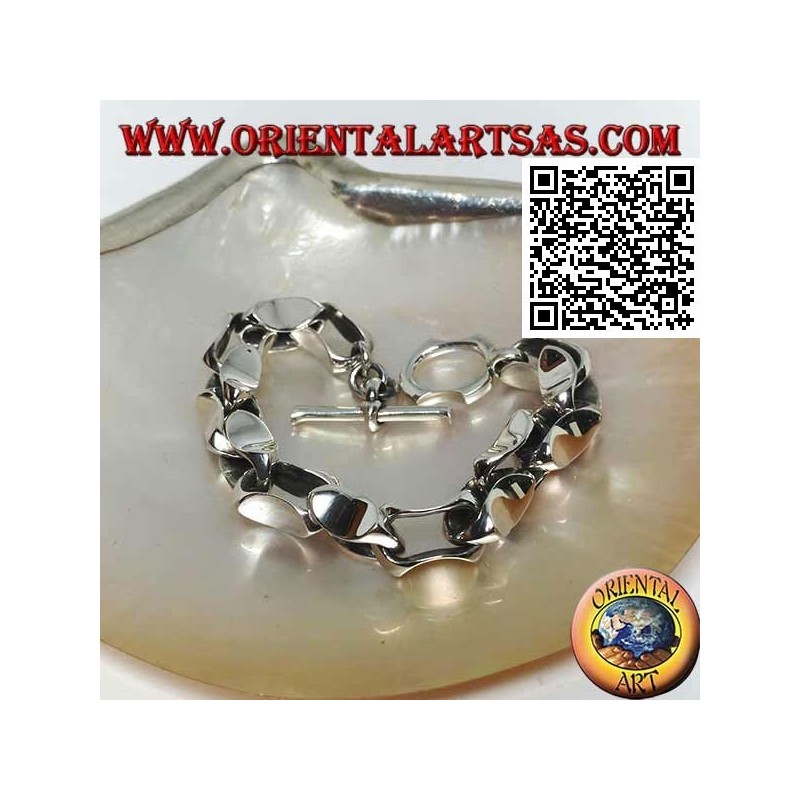 Bracciale Argento con Catenaccio e Anelli Concavi | Oriental Art