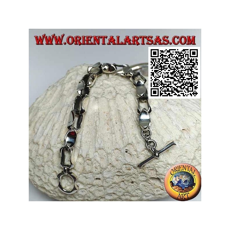 Bracciale Argento con Catenaccio e Anelli Concavi | Oriental Art