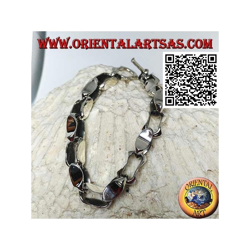 Pulsera de plata con cierre de anillos cóncavos de 22 cm x 10 mm