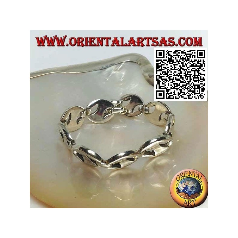 Pulsera de plata ovalada calada de 20 cm x 13 * 3 mm