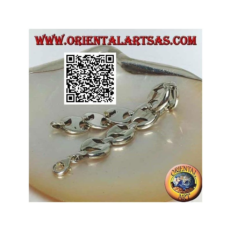 20 cm x 13 * 3 mm durchbrochenes ovales Silberarmband