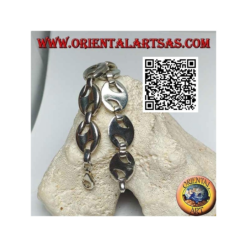 20 cm x 13 * 3 mm durchbrochenes ovales Silberarmband