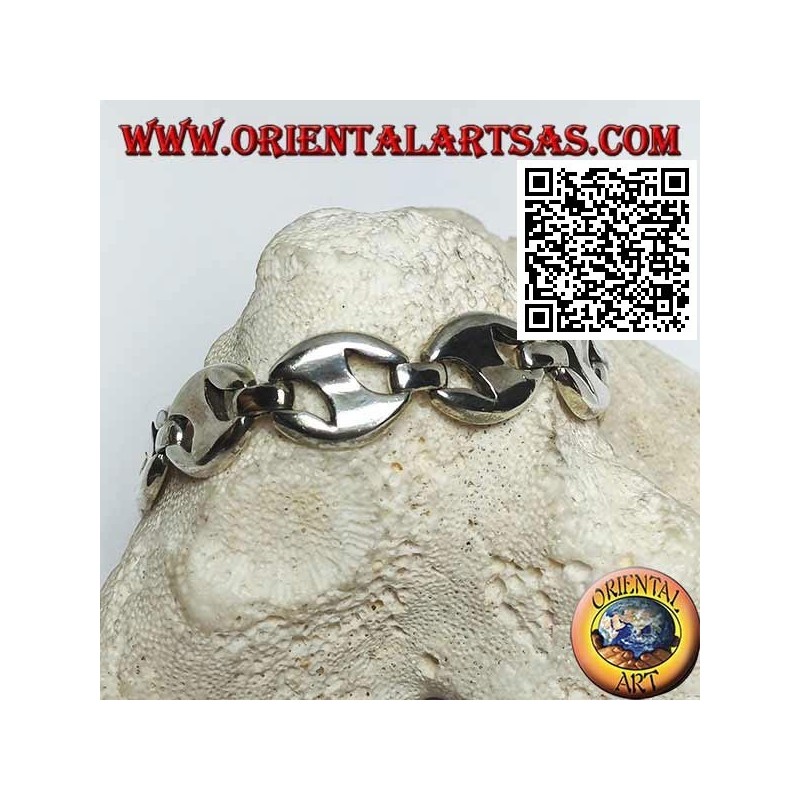 20cm x 13 * 3mm openwork oval silver bracelet