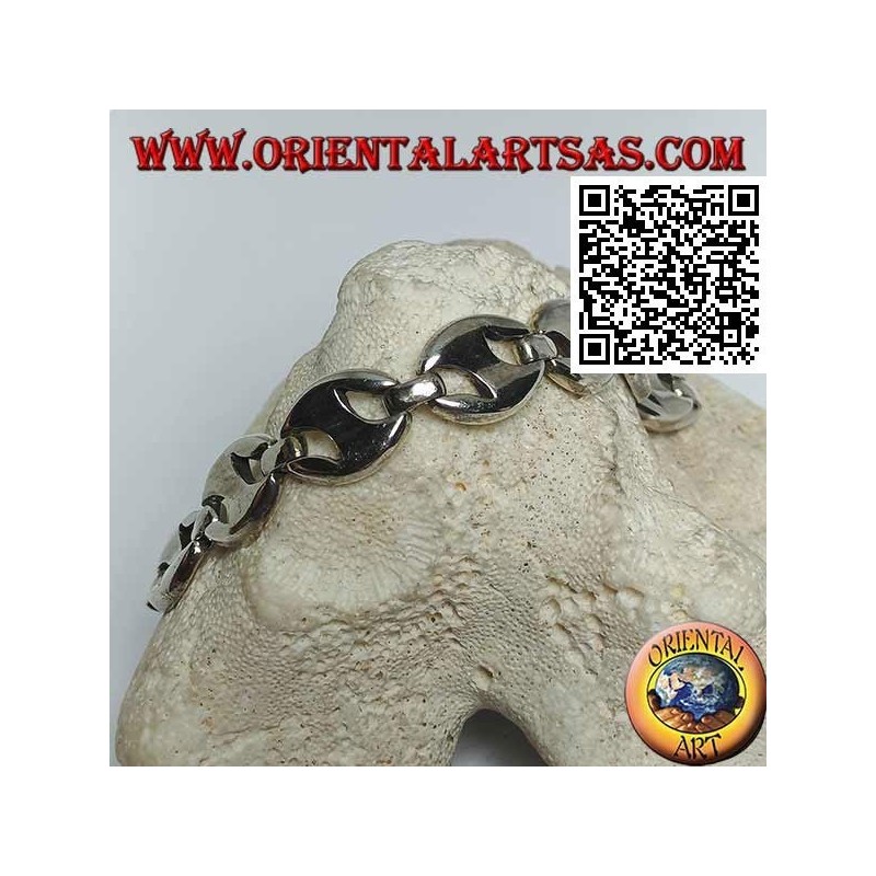 20 cm x 13 * 3 mm durchbrochenes ovales Silberarmband