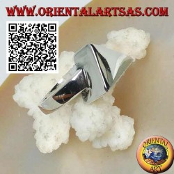 Smooth silver ring with triangular base prism