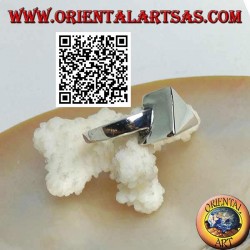 Glatter Silberring mit dreieckigem Prisma